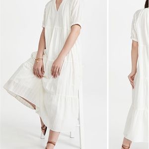 Madewell Bubble Sleeve Tiered Midi Dress